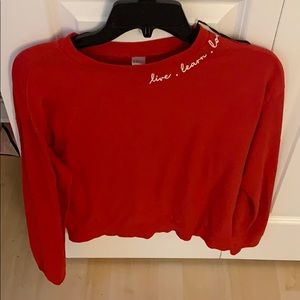 h&m red Live,Learn,Love crew neck
